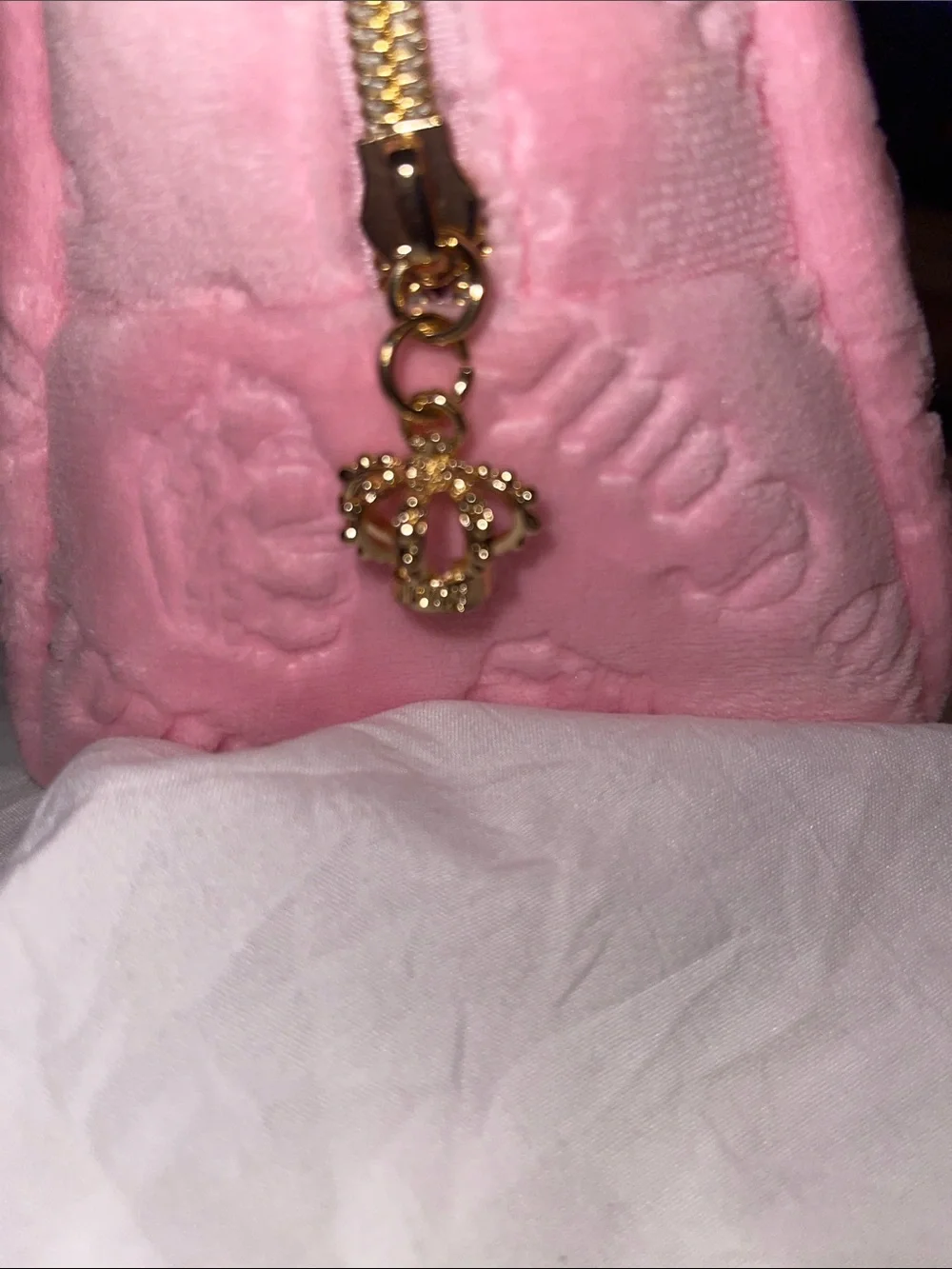 Juicy Couture Pink Velvet Crown Logo Cosmetic Case